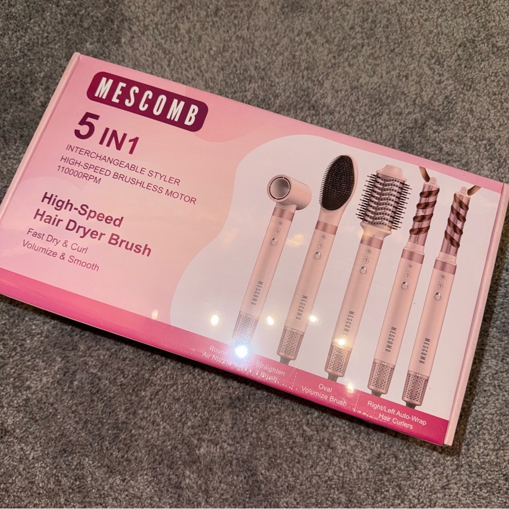 UNOPENED Mescomb Pink 5-in-1 Hair Dryer Brush